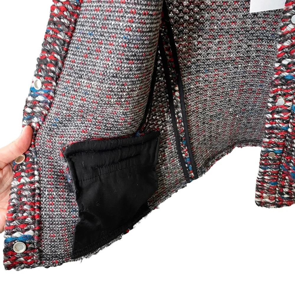 NWT IRO Carene Tweed Jacket Knit Knotted Boucle Red Black Wool Blend Size 40/L - Picture 9 of 14